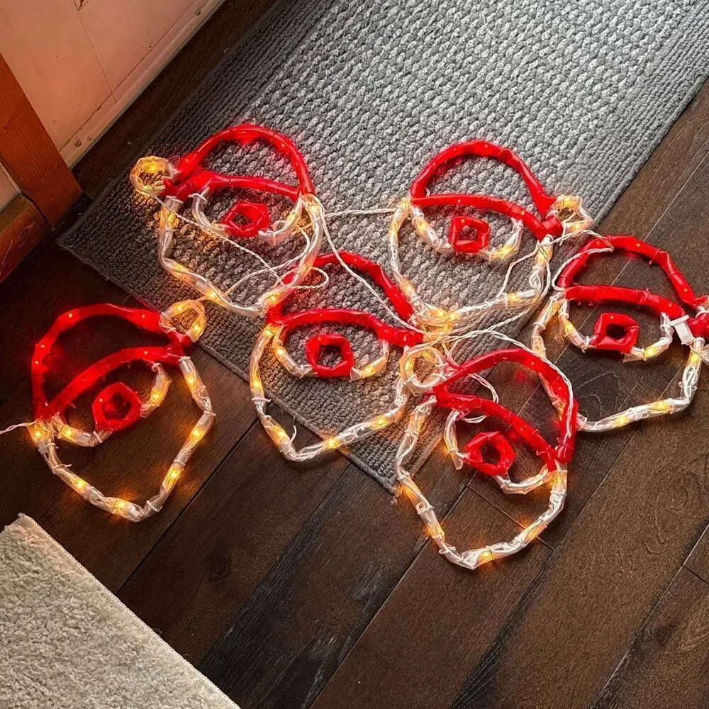 Vintage 1990s Mr Christmas mini mini light up sculpture string lights Santa face